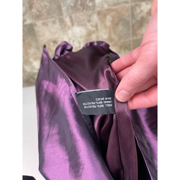 Women's Large Coffeeshop NYC Brand Shiny Purple Metallic Rain Coat - Picture 5 of 6